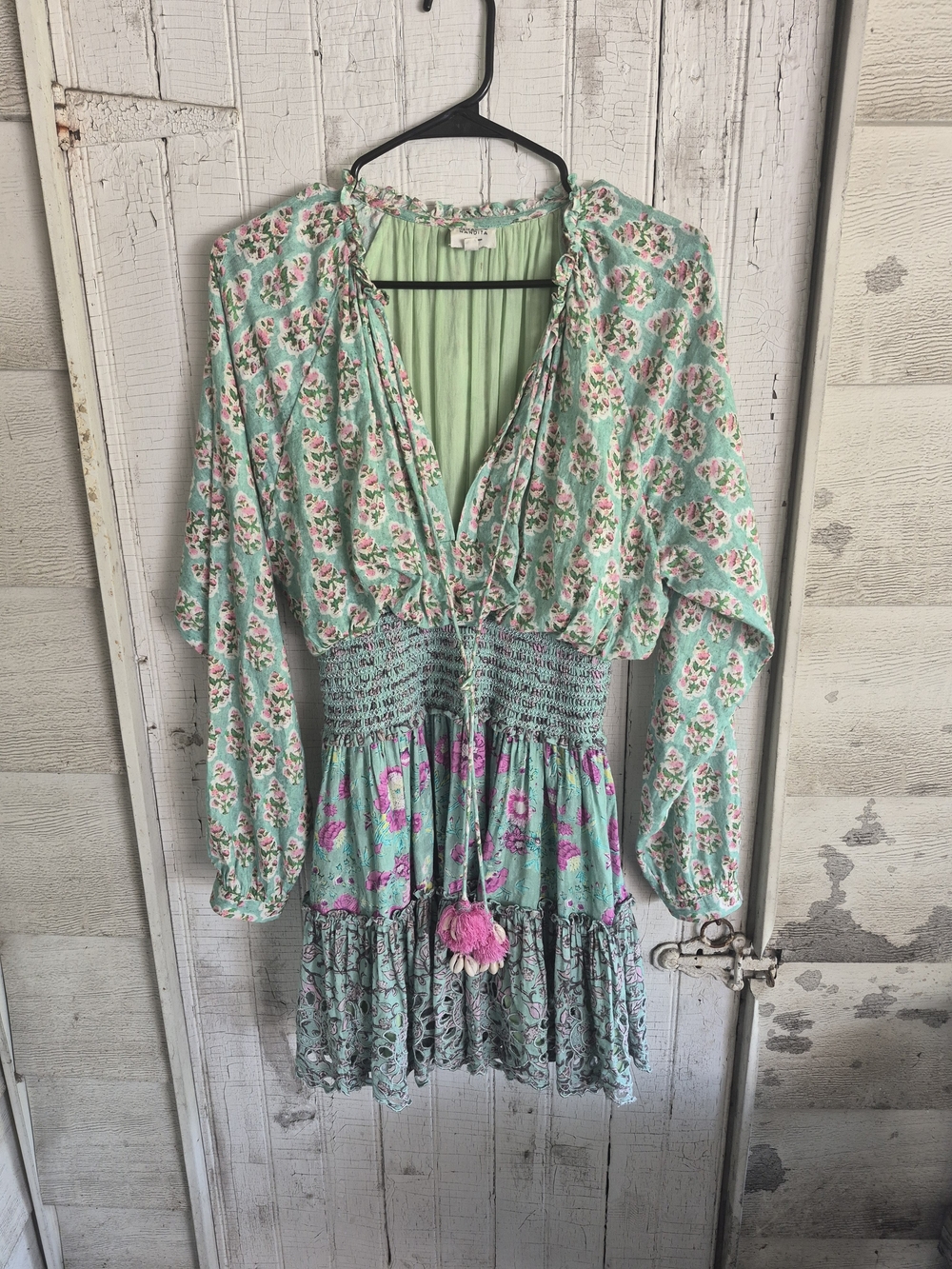 HEMANT & NANDITA Embellished Floral Boho Dress
